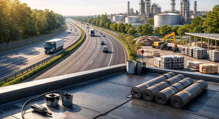 Types of Bitumen Explained | Rooftop and highway at sunset